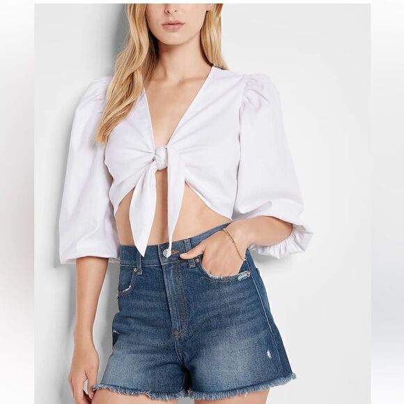 Super High Waisted Dark Wash Mom Jean Shorts Shortie size 4 - Picture 1 of 12